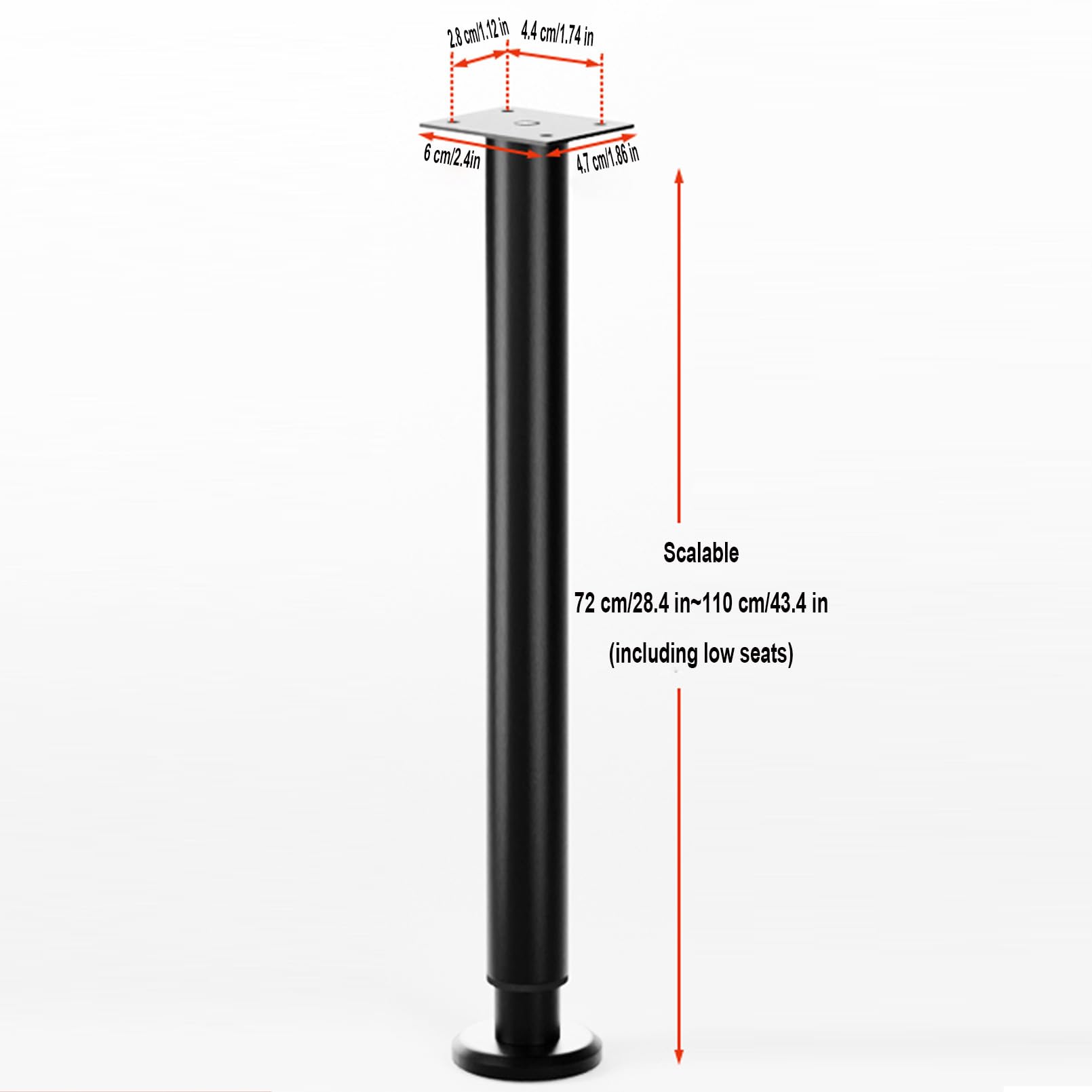 Amazon.co.jp: 調節可能な家具脚4本、ベース付きブラック家具脚、高さ